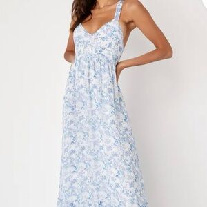 Lulu's Light Blue Floral Maxi Sundress